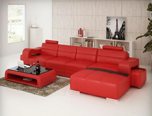 Leather sofa Corner sofa + USB Couch Design Living landscape Upholstery Suite Sofa L-shape