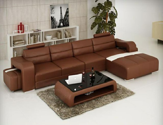 Leather sofa Corner sofa + USB Couch Design Living landscape Upholstery Suite Sofa L-shape