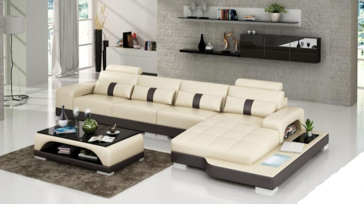 Leather sofa Couch Living landscape Corner sofa Corner Suite Design Modern Sofa with USB new EU