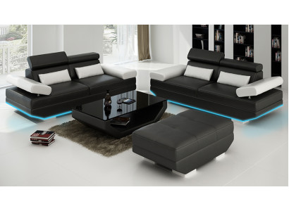 Leather Sofa Sofa with USB Living landscape 2+2 Suite Design Couch Sofa