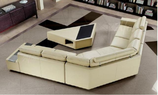 Leather sofa Corner sofa Sofa with USB,Design Seat Upholstery Suite Living landscape 2348