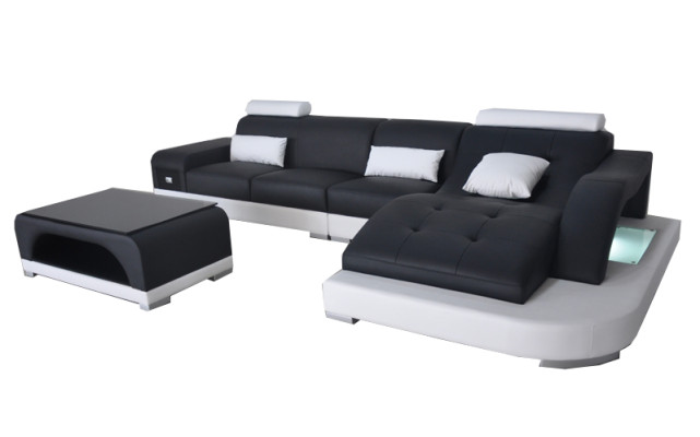 Leather Corner Sofa with USB Living landscape Luxury Suite Corner Sofas Couches Upholstery