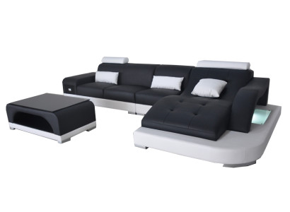Leather Corner Sofa with USB Living landscape Luxury Suite Corner Sofas Couches Upholstery