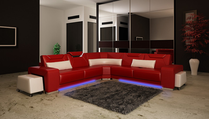 Leather sofa with USB Living landscape Corner sofa Corner Suite Design Modern Sofa F3011B