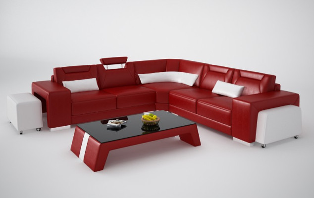Leather sofa with USB Living landscape Corner sofa Corner Suite Design Modern Sofa F3011B