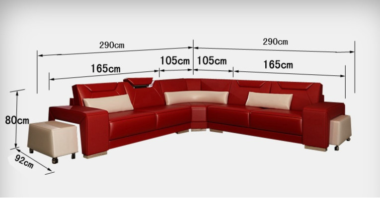 Leather sofa with USB Living landscape Corner sofa Corner Suite Design Modern Sofa F3011B