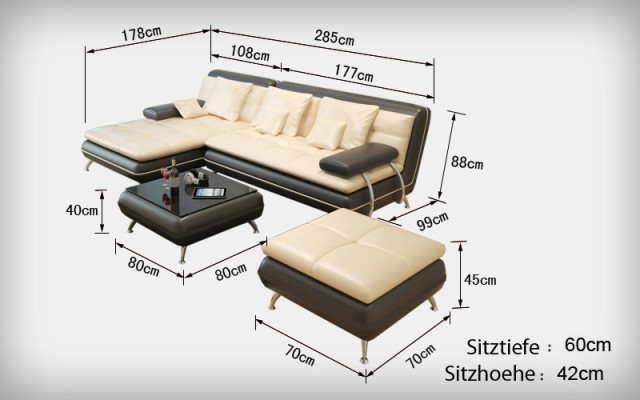 Leather sofa Couch Living landscape Corner sofa Corner Suite Design Modern Sofa new F3015