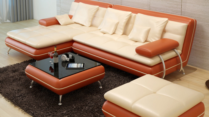 Leather sofa Couch Living landscape Corner sofa Corner Suite Design Modern Sofa new F3015