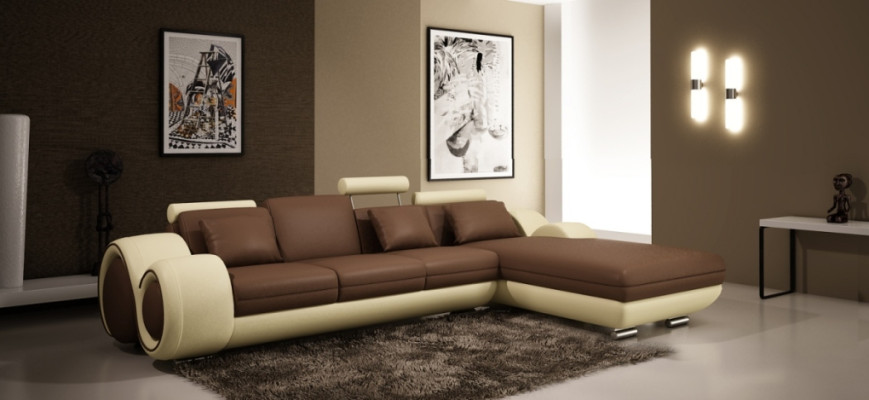Leather sofa Couch Living landscape Corner sofa Corner Suite Design Modern Sofa A1163E