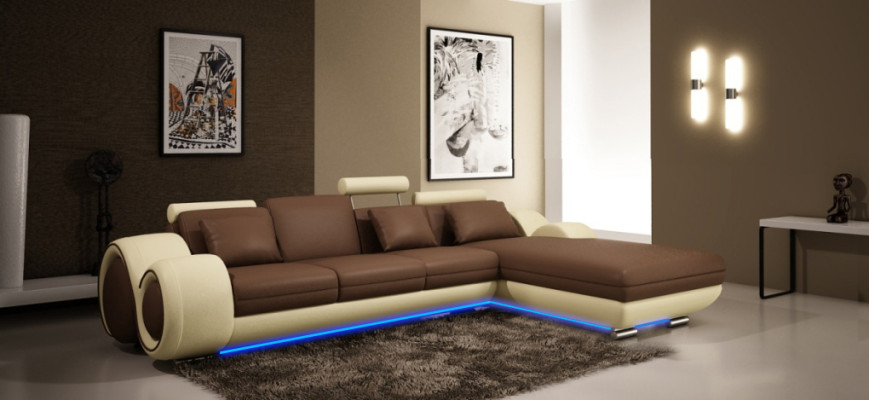 Leather sofa Couch Living landscape Corner sofa Corner Suite Design Modern Sofa A1163E