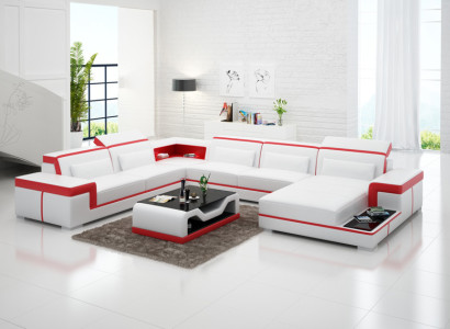 Leather sofa Couch Living landscape Corner sofa Eck Suite Design Modern Sofa G8020 new