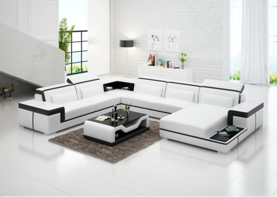 Leather sofa Couch Living landscape Corner sofa Eck Suite Design Modern Sofa G8020 new