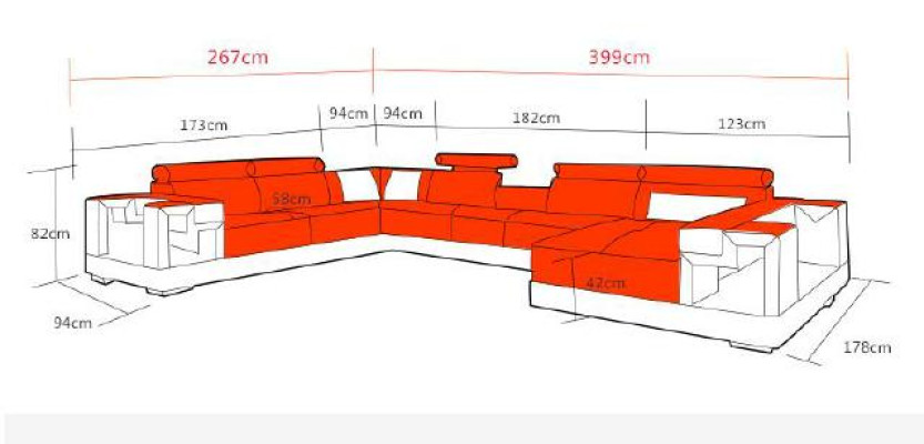 Leather sofa Living landscape Corner sofa Couch Sofa Corner Suite Corner XXL Big 2710A