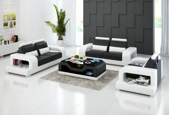 Leather sofa Couch Living landscape 3+2+1 Seater + USB Suite Design Modern Sofa