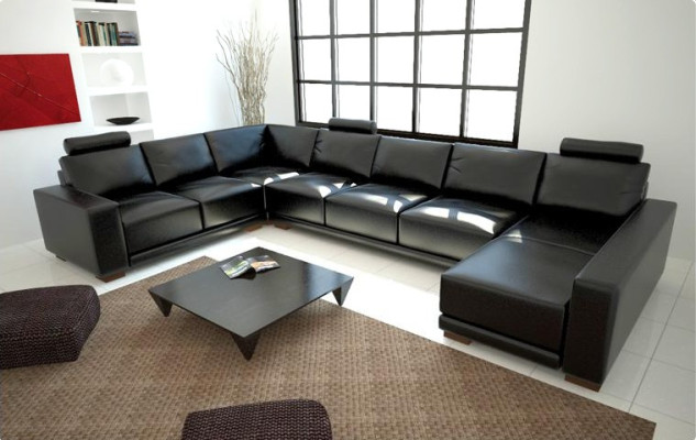 Leather sofa Couch Living landscape Corner sofa Corner Suite Design Modern Sofa with USB