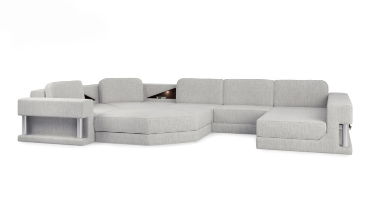 Modern Corner sofa USB LED Couch Upholstery Leather Design Sofa Suite Living landscape