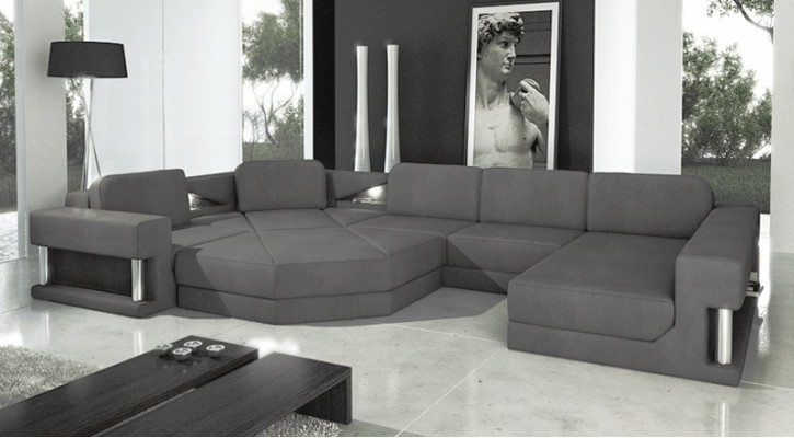 Modern Corner sofa USB LED Couch Upholstery Leather Design Sofa Suite Living landscape