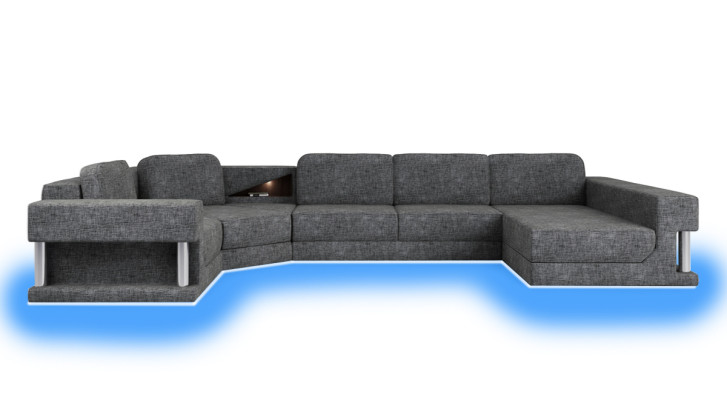 Modern Corner sofa USB LED Couch Upholstery Leather Design Sofa Suite Living landscape