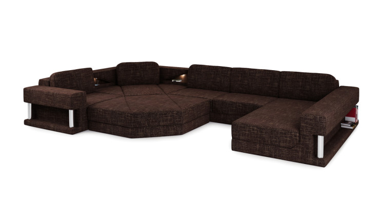 Modern Corner sofa USB LED Couch Upholstery Leather Design Sofa Suite Living landscape