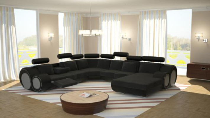 Sofa Designer Living landscape U-shape Couch Corner sofa with USB Upholstery Suite Sofas