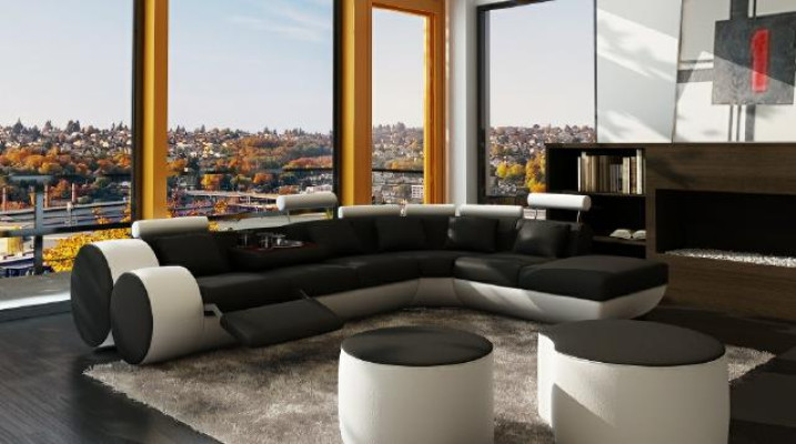Leather sofa sofa leather couch USB suite XXL living landscape corner sofa made to measure