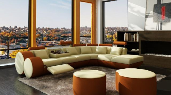 Leather sofa sofa leather couch USB suite XXL living landscape corner sofa made to measure