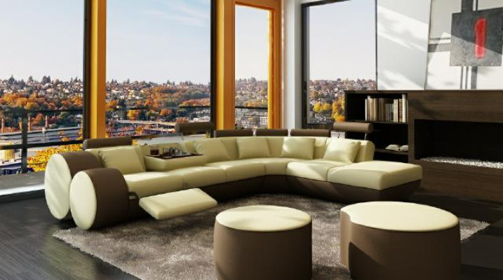 Leather sofa sofa leather couch USB suite XXL living landscape corner sofa made to measure