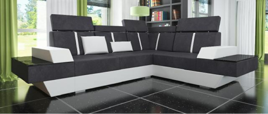 Design Corner sofa + USB Living landscape Sofa Corner sofa Fabric Leather Custom made new