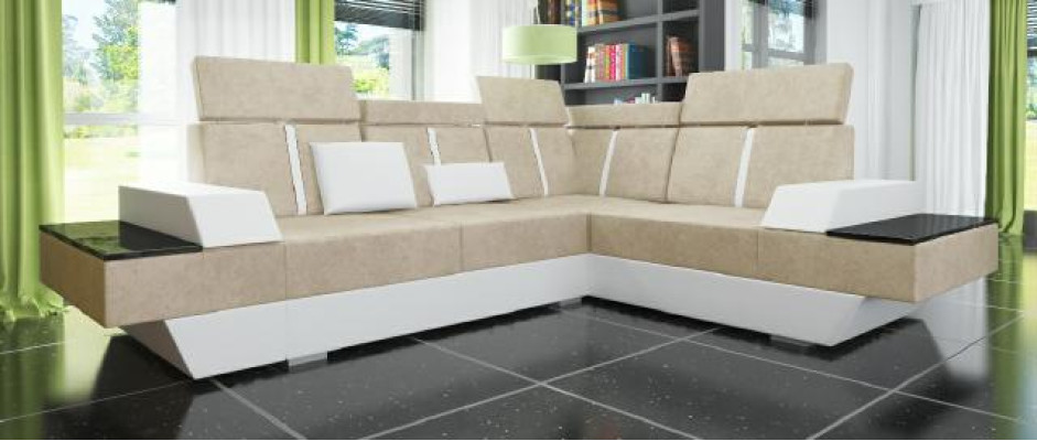 Design Corner sofa + USB Living landscape Sofa Corner sofa Fabric Leather Custom made new