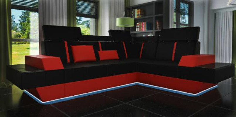 Design leather sofa USB Living landscape Upholstery Sofa Corner sofa Corner sofa made to measure