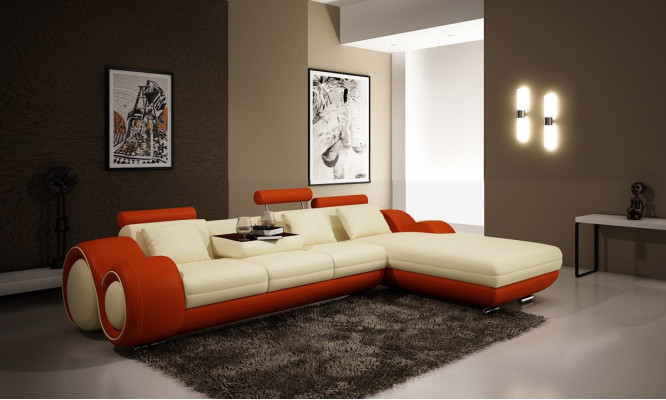 Leather sofa with USB Living landscape Corner sofa Eck Suite Design Modern Sofa A1163E