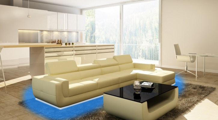 Corner sofa Leather sofa + USB Living landscape L-shape Sofa Upholstery Seat Corner Tettau Red