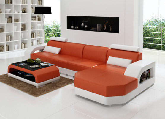 Leather sofa + USB Living landscape Corner sofa Corner Suite Design Couch Sofa new G8001C