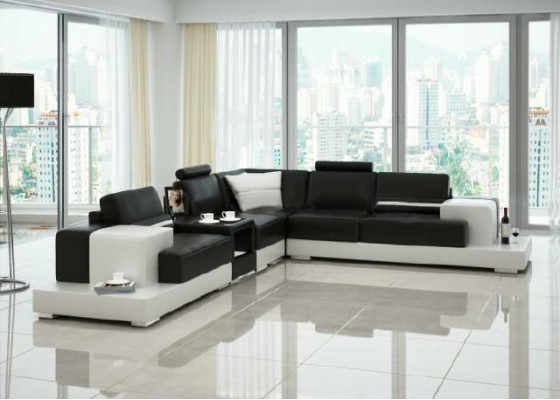Leather sofa Corner sofa Sofa with USB Design Seat Upholstery Suite Living landscape 2725C