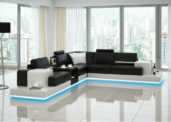 Leather sofa Corner sofa Sofa with USB Design Seat Upholstery Suite Living landscape 2725C