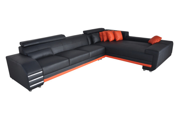 Corner Leather Sofa + USB Upholstery Seat Suite Living landscape Design XXL L-shape Corner