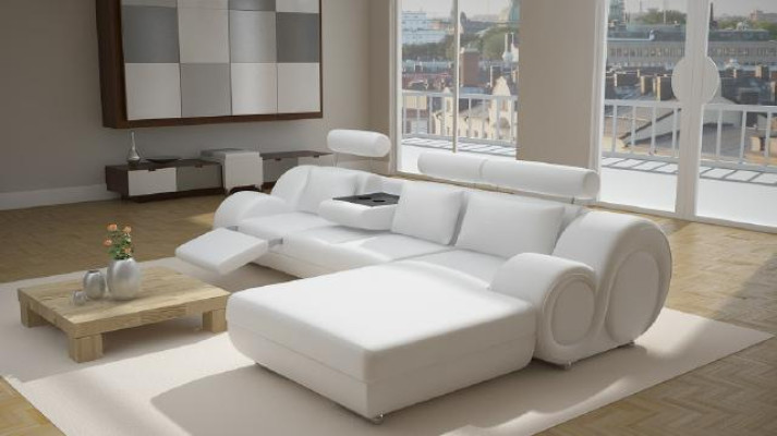 Designer Upholstery Sofa + USB Leather Sofa Living landscape Corner sofa Suite Berlin II