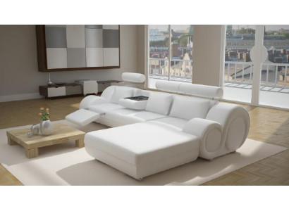Designer Upholstery Sofa + USB Leather Sofa Living landscape Corner sofa Suite Berlin II