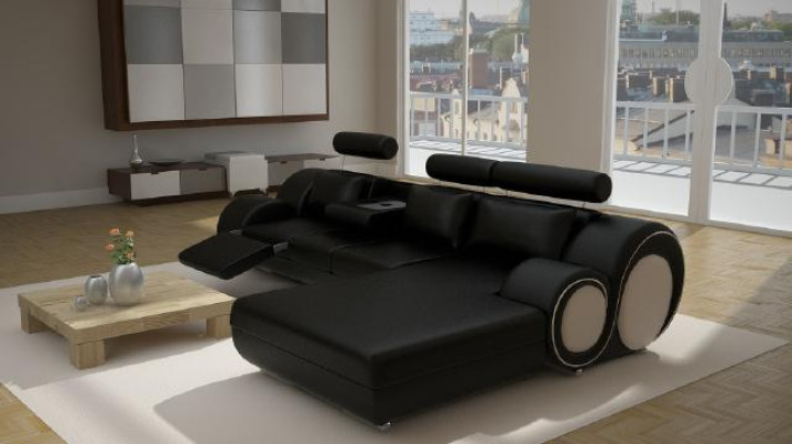 Designer Upholstery Sofa + USB Leather Sofa Living landscape Corner sofa Suite Berlin II