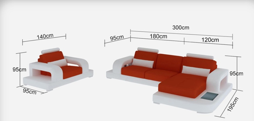 Leather Sofa Couch Living Landscape Corner + Armchair Suite Design Modern Sofa with USB