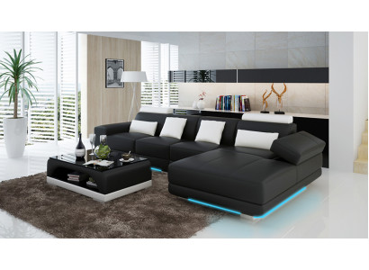 Leather sofa Couch Living landscape Corner sofa Corner Suite Design Modern Sofa with USB