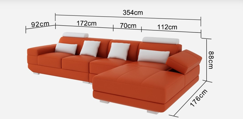 Leather sofa Couch Living landscape Corner sofa Corner Suite Design Modern Sofa with USB