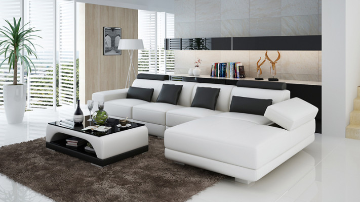 Leather sofa Couch Living landscape Corner sofa Corner Suite Design Modern Sofa with USB