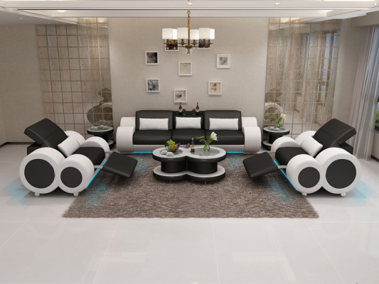 Leather sofa couch sofa set new 3+1+1 seater suite design modern sofa with USB