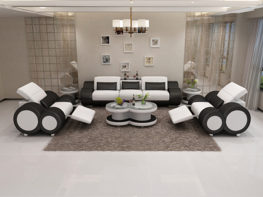 Leather sofa couch sofa set new 3+1+1 seater suite design modern sofa with USB
