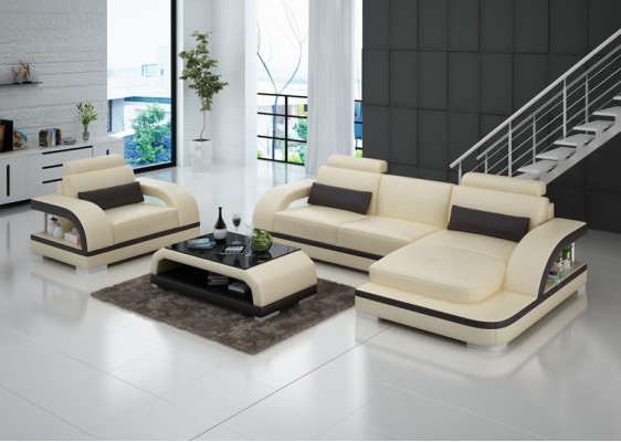 Leather sofa Couch Living landscape Corner sofa + 1Seater Suite Modern Sofa G8011E