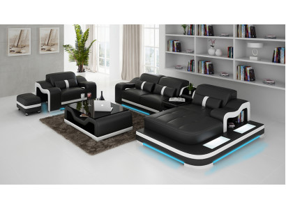 Leather sofa Couch Living landscape Corner sofa Corner Suite Design Modern Sofa G8027E
