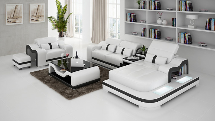 Leather sofa Couch Living landscape Corner sofa Corner Suite Design Modern Sofa G8027E