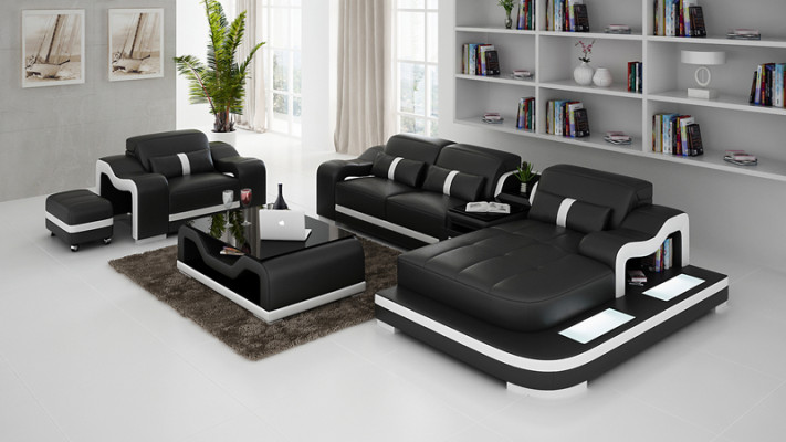 Leather sofa Couch Living landscape Corner sofa Corner Suite Design Modern Sofa G8027E