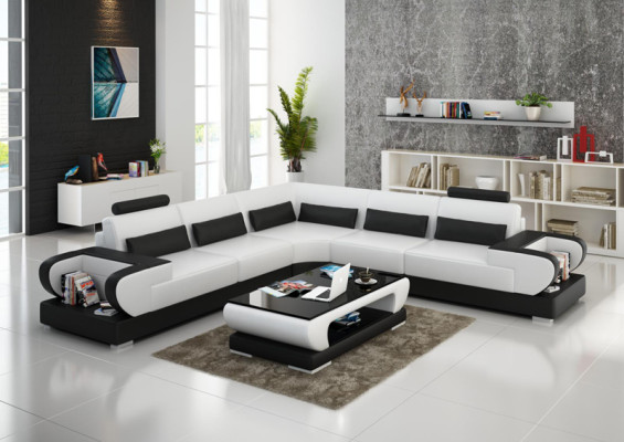 Leather sofa Couch Living landscape Corner sofa Corner Suite Design Modern Sofa G8003B